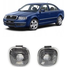 CME PARTS Skoda Superb Mk1 2002-2008 Uyumlu Sağ+Sol Takım Siyah Karartma Çamurluk Sinyali 2 Adet 1U0949127B