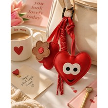 Biton Toptan Sevimli Kalp & Çiçek Charm  Çanta Aksesuarı – Kawaii Kore Tarzı Deri Kırmızı Bag Charm