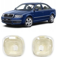 CME PARTS Skoda Superb Mk1 2002-2008 Uyumlu Sağ+Sol Takım Şeffaf Çamurluk Sinyali 2 Adet 1U0949127A