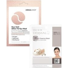 Ala Store Dermal 3 Katmanlı Rose Göz Maskesi ve Aydınlatıcı, Nemlendirici Inci Özlü Kolajen Maske Seti