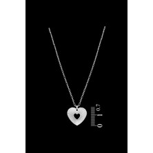Roxx Jewellery 925 Ayar Gümüş Çizgili Kalp Ataç Zincirli Kadın Kolye
