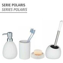 Ala Store Polaris Sabunluk Mat Beyaz Seramik Sıvı Sabunluk Beyaz