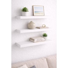Ala Store Duvar Rafı 3’lü Set 50X15 cm Beyaz | Dekoratif Duvara Monte Raf | Salon, Mutfak, Banyo ve Ofis Için Modern Raf