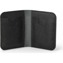 Oh Deer Leather Hakiki Deri Cüzdan – 2x2 Kart Bölmeli Minimal Tasarım - Siyah
