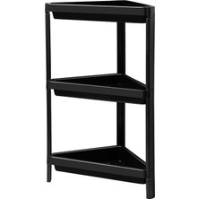 Ala Store 3 Katlı Üçgen Köşe Rafı | Banyo, Mutfak ve Kiler Için Yer Tasarruflu Organizer | Çok Amaçlı Raf Ünitesi | 3 Farklı Renk Seçeneği | (33X71X33CM) (Siyah)