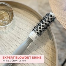 Ala Store Olivia Expert Blowout – Beyaz & Gri - 25 - Yuvarlak, Antistatik Seramik Fırça, Parlak ve Elektriklenmeden Patlamalar Için