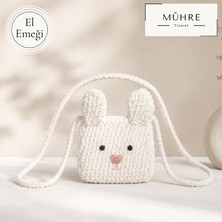 Mühre Pamuklu Tavşan Şirin Çapraz Çanta Omuz Çantası El Emeği Amigurumi Kız Çocuk Çantası Hediyelik