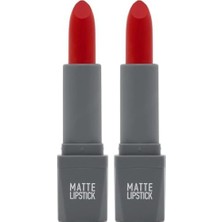 Ala Store Yoğun Renk Veren Uzun Süre Kalıcı Nemlendirici Kadifemsi Mat Ruj - Lipstick 421 Orange Red (2 Paketi)