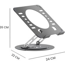 Ala Store Yüksekliği Ayarlanan 360° Dönebilen Alüminyum Ergonomik Laptop Standı, Laptop Yükseltici 10” ~ 15.6”