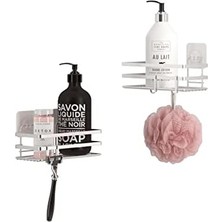 Ala Store Teko-Tel Yapışkanlı Kancalı 2 Adet Banyo Rafı Silver ST281H