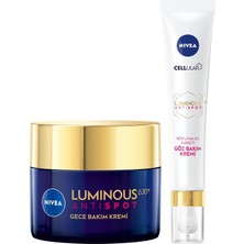 Ala Store LUMINOUS630 Leke Karşıtı Gece Bakım Kremi 50ML,HYALURONIK Asit, Tüm Cilt Tipleri + Luminous S630 Koyu Halka Karşıtı Göz Bakım Kremi 15 ml