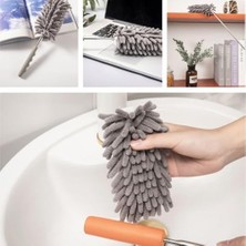 Ala Store 3 Başlıklı Teleskopik Mikrofiber Toz Alma Seti - 205 cm Uzayan Saplı, Esnek Bükülebilir Tavan ve Ulaşılması Zor Alan Temizlik Aparatı (Püskül, Makarna, Düz Başlık)