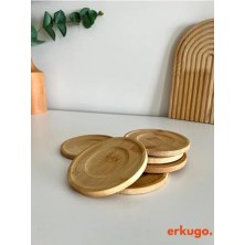 Ala Store 6 Adet Yuvarlak Bambu Çay Tabağı, Bardak Altlığı, Fincan Tabağı Bambu