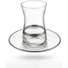 Layan Home Bilezik Platin 12 Parça 6 Kişilik Cam Çay Takımı