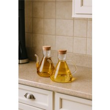 Leylart 2lı Borosilikat Cam Mantar Kapaklı Yagdanlık 500 ml