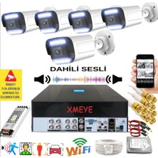 Bises 5 Li Sesli Araç Insan Yüz Tanımalı Hareket Algılayan 5 Mp Lens 12 Warm LED Gece Renkli Kamera Seti 312WS
