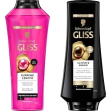 Ala Store Gliss Şampuan 400ML Supreme Length + Gliss Repair Saç Bakım Kremi 360 ml