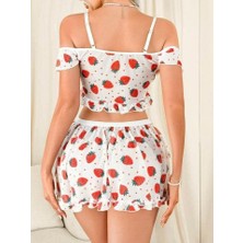 Bemy Store Çilek Desenli Fantezi Etekli Takım