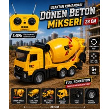 Aksoy Toys Uzaktan Kumandalı Full Fonksiyon Dönen Mikserli  Şarjlı Beton Mikseri 28 cm