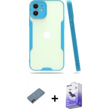Pileli Store Pilelistore™ iPhone 12 Kılıf Atlas Asil Serisi - Siyah Bilvis 5in1 5d Magic Hayalet Cam Ekran Koruyucu + Shine Kamera Lens Koruma Cam - Pe