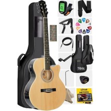 Esranın Dünyası Midex XC-300NT-EQ Profesyonel Elektro Akustik Gitar 4/4 Yetişkin Üst Segment (Gigbag Çanta Tuner Capo Askı Jak Kablo Pena)