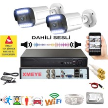 Bises 2 Li Sesli Araç Insan Yüz Tanımalı Hareket Algılayan 5 Mp Lens 12 Warm LED Gece Renkli Kamera Seti 312WS
