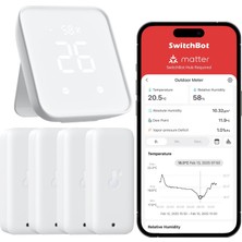 Switchbot Termometre Higrometre Iç Mekan 4 Paketi, Hub2, Wifi ve Bluetooth Dış Mekan Termometresi Nem Ölçer, Uygulama Bildirimleri, Apple Home, Alexa, Googlehome, Ifttt ile Uyumlu