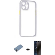 Marsilyan™- iPhone 12 Pro Max Kılıf Nova Asil Özel Seri - Siyah 3D Antistatik Hayalet Cam Ekran Koruyucu + Shine Kamera Lens Koruma Cam - Gs