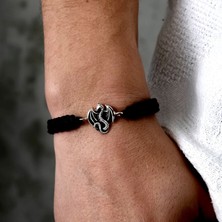 Ebrar Silver Gümüş Ejderha Bileklik 925 Ayar Gümüş Ejderha Figürlü Unisex Ip Örgü Bileklik