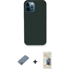 Pileli Store Pilelistore™ iPhone 12 Pro Kılıf Zirve Modern Özel Seri - Siyah 6d Mat Seramik Hayalet Nano Ekran Koruyucu + Metal Kamera Lens Koruma Cam - Gs