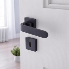 Esranın Dünyası Ay Oda Kapı Kolu Siyah Kare Rozetli Sağa Sola Uygun Iç Dış Ev Kapısı Kolları Kilitlenebilir 1 Takım