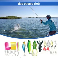 Esranın Dünyası 122 Parça Kutulu Balık Olta Yem Seti Rapala Silikon Kaşık Iğne Tatlı Tuzlu Su Spin Olta Seti