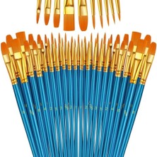 Esranın Dünyası Hannah 5 Set Sanatçı Fırcası Seti, 10'lu Paket Naylon Fırca, Resim, Akrilik, Ince Fırca, Sulu Boya ve Yüz Boyama, Kendin Yap El Sanatları Için, Mavi, Toplam 50 Fırca