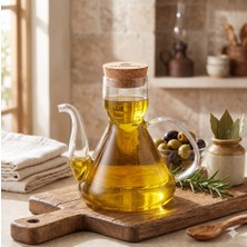 Leylart Borosilikat Cam Mantar Kapaklı Yagdanlık 500 ml