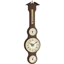 Tfa Dostmann 45.3004 Masif Ahşaptan Yapılmış Sheraton Şeklinde Analog Klasik Hava Durumu Istasyonu, 155 x (G) 45 x (Y) 602 Mm, Barometre, Termometre, Higrometre ve Saat Ile, Maun