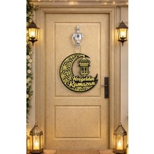 Esranın Dünyası 25-25 cm Hoş Geldin Ramazan Dekorlu Ahşap Kapı Süsü, Ramazan Süsleri, Ramazan Tavan Süsü