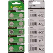 Tianqiu AG10 1.5V Alkalin Düğme Pil 10'lu Paket (LR1130 / LR54) Saat, Oyuncak ve Hesap Makinesi Pili