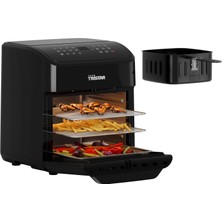 Tristar Sıcak Hava Fritözü 12 L, Mini Fırın Fonksiyonlu, 2'si 1 Arada Hava Fritözlü Konveksiyonlu Fırın, 12 Program, Dijital Ekran, Izleme Penceresi, Sallama Fonksiyonu, Bpa Içermez, 1800 W, FR-9065