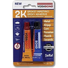 Esranın Dünyası Vodabond 53.03.030 Rapid Epoxy Yapıştırıcı, 30G, Şeffaf, Plastik, Metal, Seramik, Porselen, Cam, Ahşap