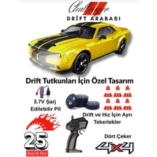 Aksoy Toys Uzaktan Kumandalı Işıklı Dodge Challenger 25 Km Hız Yapan Drift Sarı