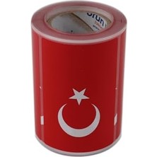Esranın Dünyası Türk Bayrağı Etiketi Kuşe Rulo Çıkatma, 90MMX 60MM 300 Adet 40MM Kuka Çapı, Bayrak Etiket