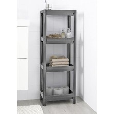 Esranın Dünyası Orret Home 4 Katlı Geçmeli Plastik Banyo ve Mutfak Organizeri, Kolay Montajlı 4 Katlı Raf, Mutfakta ve Banyoda Kullanım Için Ideal, Dayanıklı Depolama Çözümü (Antrasit Gri)