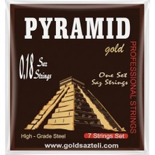 Esranın Dünyası Masterwork Pyramid Profesyonel Saz Telleri, 0.18 Kısa Sap Tam Takım, 7 Tel Seti, Yüksek Kalite Çelik, 3 Adet Tezene Dahil