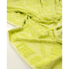 Kumaş Parça Neon Açık Yeşil Çiçek Desenli Havlu Kumaş Ince Yumuşak Peştemallık & Bornozluk En: 165CM