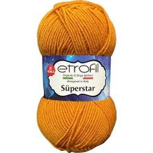 Esranın Dünyası Etrofil Süperstar TURUNCU-72061 Yün-Akrilik Karışımı 170 mt 100GR 5-7 mm 2-4 mm Kalın Ipli Etrofil Yarn