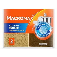 Esranın Dünyası Macro Max Action Sünger 2'li Paket, Doğal Selülozlu Maksimum Emici Iz Bırakmaz Bulaşık Süngeri