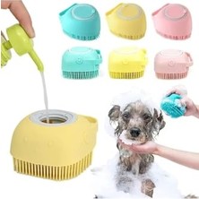 Esranın Dünyası Şampuan Hazneli Kedi Köpek Evcil Hayvan Yıkama Kesesi Silikon Banyo Masaj Tarak Duş Fırçası