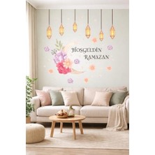 Esranın Dünyası Sticker Hoş Geldin Ramazan Dekorlu Ahşap Kapı Süsü, Ramazan Süsleri, Sahur, Iftar