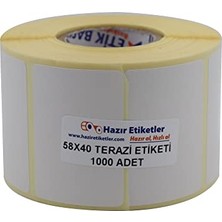 Esranın Dünyası Eko Termal Etiket 58MM x 40MM Ruloda 1000 Adet 12 Rulo Toplamda 12000 Adet 40MM Kuka Çapında Direk Termal Transfer Etiketi