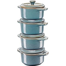 Esranın Dünyası , Mini Cocotte Set, 4'lü, Yuvarlak, Ceramic By
